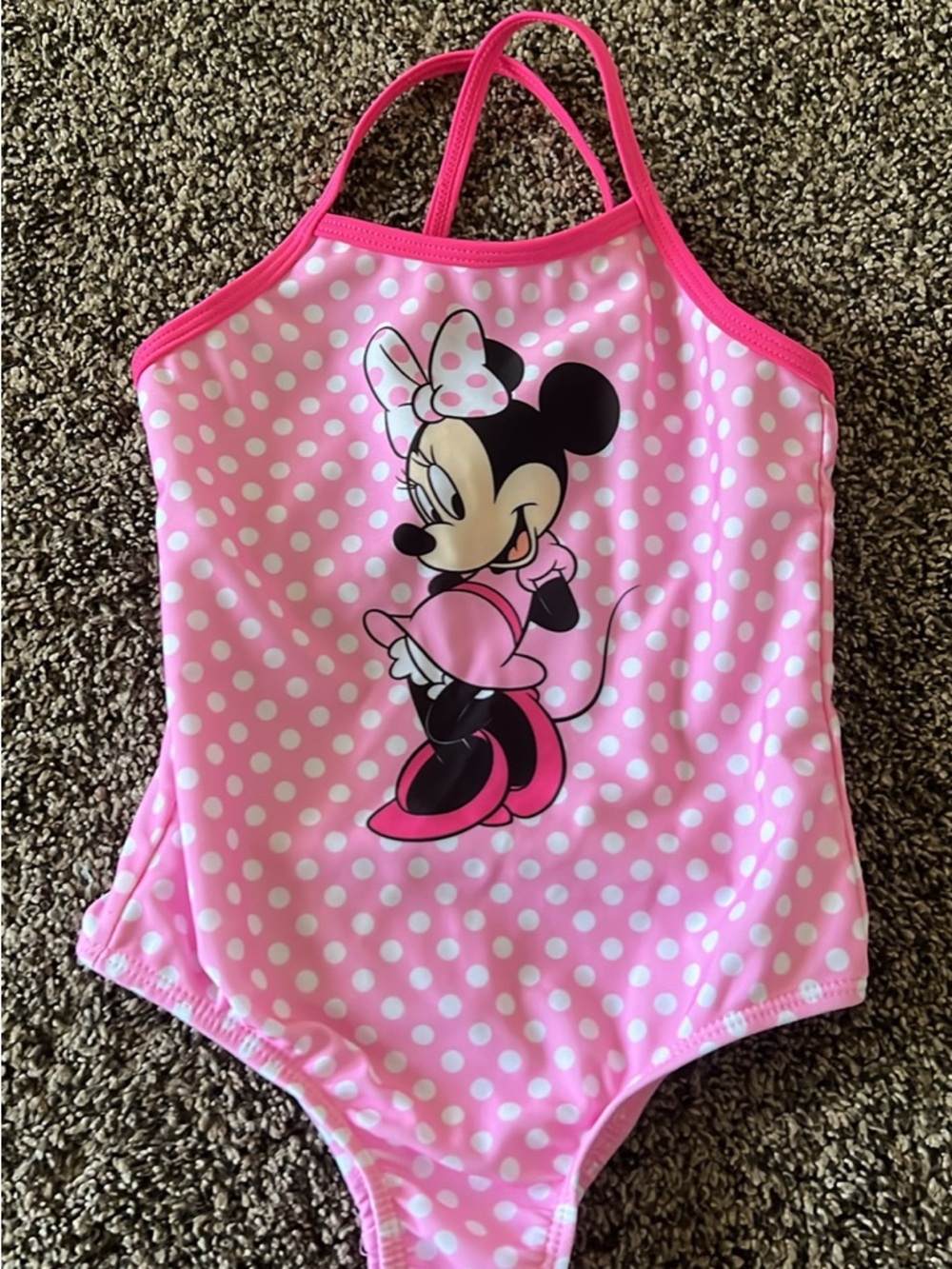 Disney Hot Pink Girls' Minnie Mouse Polka Dot Swimsuit